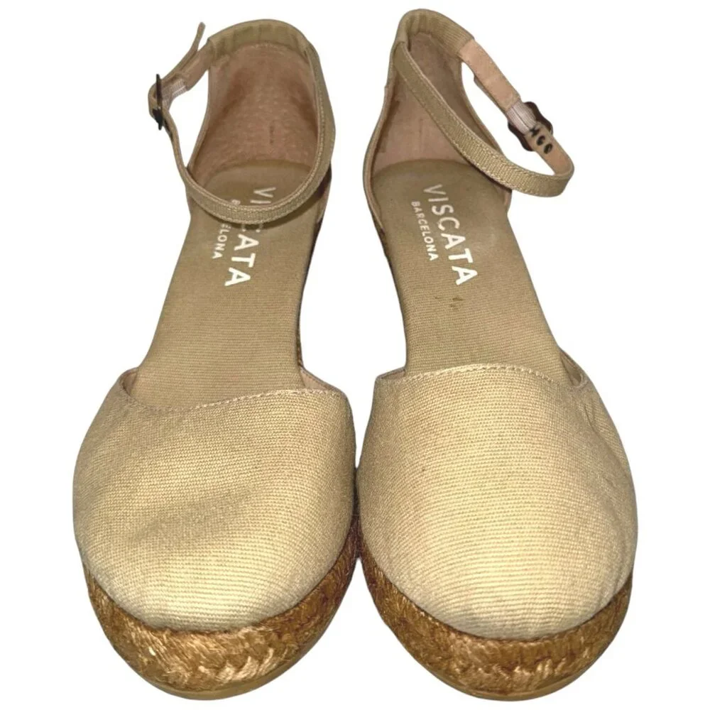 Viscata Barcelona Estartit Canvas Espadrille Wedge Heel Sandals 41 10 Closed Toe